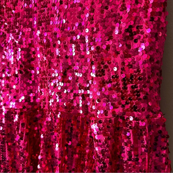 WEISSMAN Pink Sequin Jazz/Tap Dance Costume. EUC. XLC. Includes Bow! - Picture 2 of 9